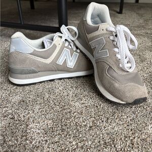 New Balance Women's Grey and White Sneakers